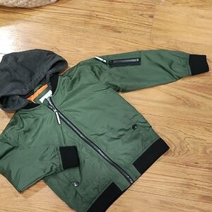 Kids Olive Green Hooded Light Jacket